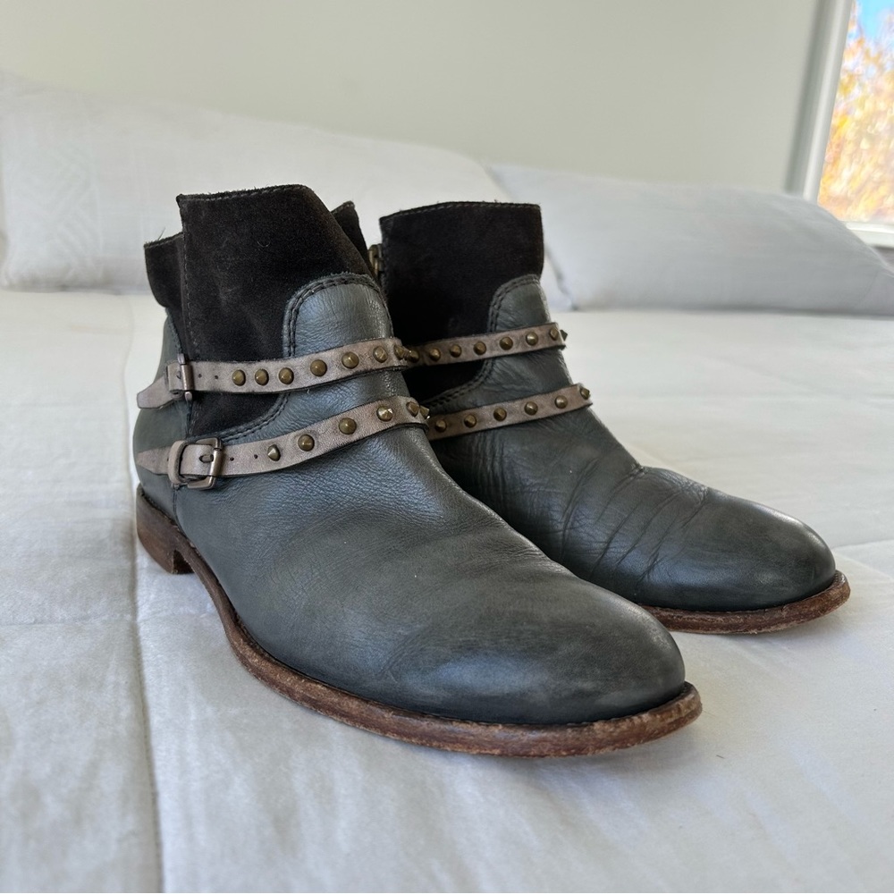 Alberto Fermani Suede and Keather Buckled Booties
